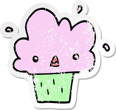 Bir insan tarafından çizilmiş karikatür kekinin sıkıntılı çıkartması.