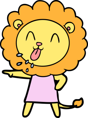 Bir insan tarafından çizilmiş mutlu çizgi film aslanı.