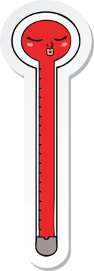 Bir insan tarafından çizilmiş karikatür termometresinin etiketi.