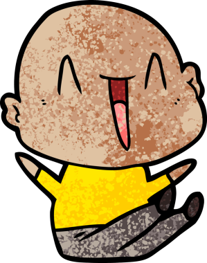 Bir insan tarafından çizilmiş mutlu, kel adam.