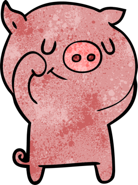 Bir insan tarafından çizilmiş mutlu çizgi film domuzu.