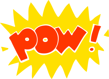 bir insan tarafından çizilmiş pow sembolünün düz renk çizimi