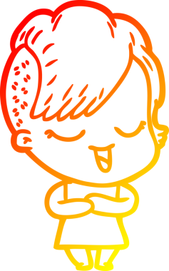 Bir insan tarafından çizilmiş mutlu bir çizgi film kızı çizimi