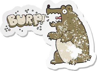 Bir insan tarafından çizilen geğiren ayı çizgi filminin gerilimli yapıştırması.