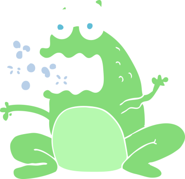 Bir insan tarafından çizilen geğiren kurbağanın düz renk çizimi