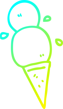 Bir insan tarafından çizilmiş dondurma külahının soğuk gradyan çizimi.