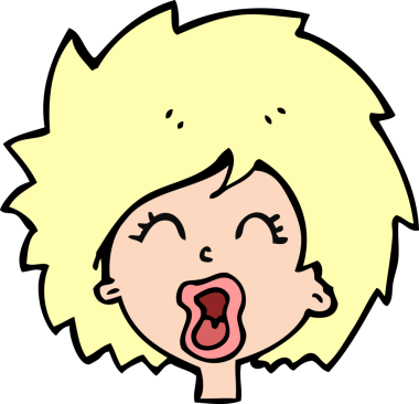 Bir insan tarafından çizilmiş bir karikatür kadın çığlık atıyor.