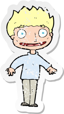 Bir insan tarafından çizilmiş heyecanlı bir çizgi filmin gerilimli çıkartması.