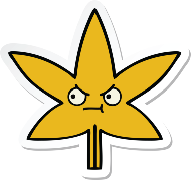 Bir insan tarafından çizilmiş güzel bir sonbahar yaprağının çıkartması.