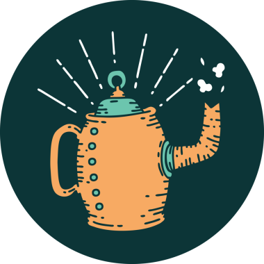 Bir insan tarafından çizilmiş eski bir kahve demliğinin simgesi.