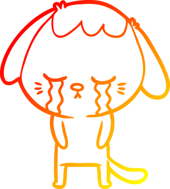 Bir insan tarafından çizilmiş şirin, ağlayan bir köpek yavrusu çizimi