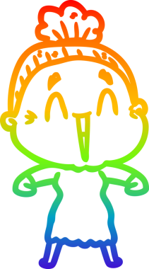 Gökkuşağı gradyan çizgi çizimi Bir insan tarafından çizilmiş mutlu yaşlı kadın