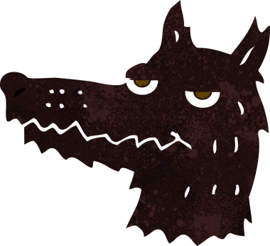 Bir insan tarafından çizilmiş bir kurt kafası.