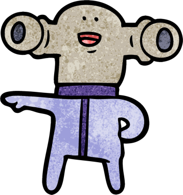 Bir insan tarafından çizilmiş dostane bir uzaylı çizgi filmi.