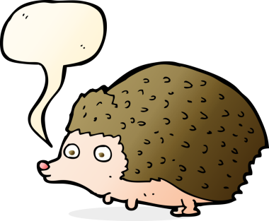 Bir insan tarafından çizilmiş konuşma balonlu kirpi.