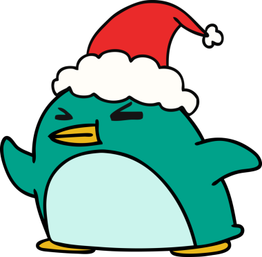 Bir insan tarafından çizilmiş kawaii pengueninin el çizimi karikatürü