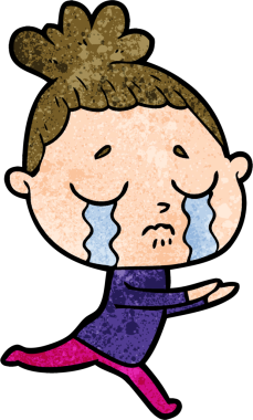 Bir insan tarafından çizilmiş ağlayan kadın çizgi filmi.