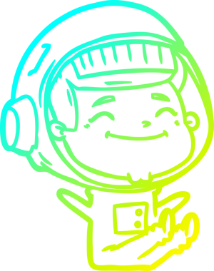 Bir insan tarafından çizilmiş mutlu bir astronotun soğuk gradyan çizimi.