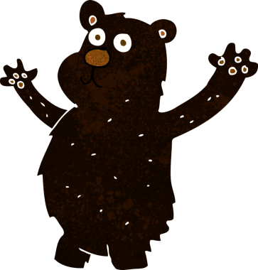 Bir insan tarafından çizilmiş komik siyah ayı.