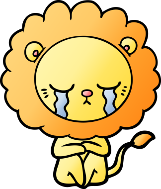 Bir insan tarafından çizilmiş ağlayan çizgi film aslanı.