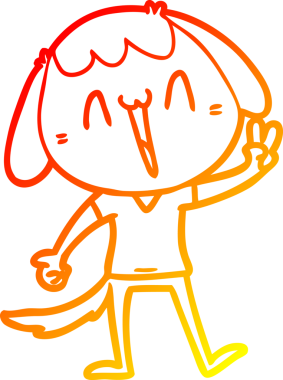 Bir insan tarafından çizilmiş gülen bir köpeğin sıcak çizgi çizimi.