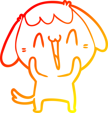 Bir insan tarafından çizilmiş sevimli bir köpeğin sıcak çizgi çizgisi.