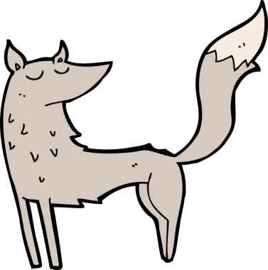 Bir insan tarafından çizilmiş bir kurt çizgi filmi.