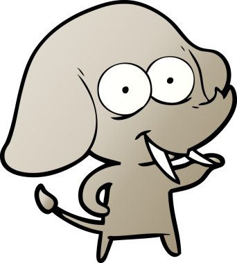 Bir insan tarafından çizilmiş mutlu bir fil.