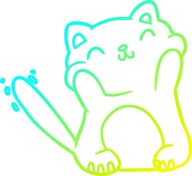 Bir insan tarafından çizilmiş çok mutlu, şirin bir kedinin soğuk gradyan çizgisi.