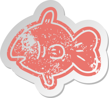 Bir insan tarafından çizilmiş eski bir deniz balığının karikatür çıkartması.