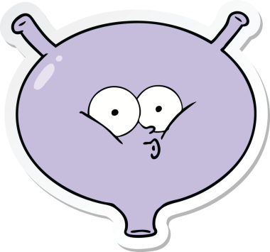 Bir insan tarafından çizilmiş karikatür mesanesi çıkartması.