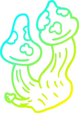 Bir insan tarafından çizilmiş ölümcül mantarların soğuk gradyan çizimi.