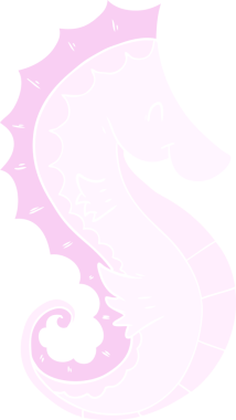 Bir insan tarafından çizilmiş düz renkli karton deniz atı.