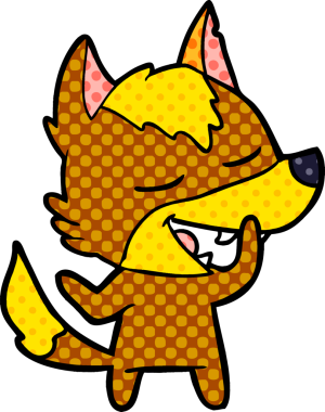 Bir insan tarafından çizilmiş tilki çizgi film karakteri