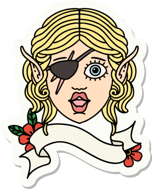 Bir insan tarafından çizilmiş bir elf karakterinin çıkartması.