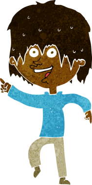 Bir insan tarafından çizilmiş mutlu çocuk çizgi filmi.