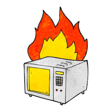 Bir insan tarafından çizilmiş el yapımı karikatür mikrodalga fırını.