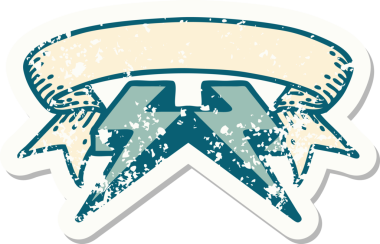 Bir insan tarafından çizilmiş yıldırımlı eski bir etiket