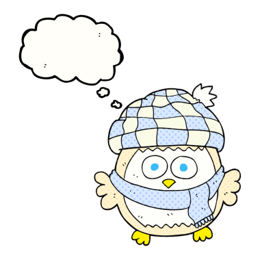 Bir insan tarafından çizilmiş serbest çizim balon karikatürü şirin küçük baykuş.