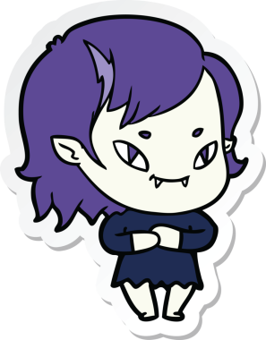 Bir insan tarafından çizilmiş, karikatür dostu vampir bir kızın çıkartması.