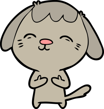 Bir insan tarafından çizilmiş mutlu çizgi film köpeği.