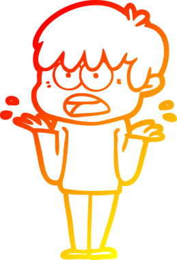 Bir insan tarafından çizilmiş endişeli bir çizgi film çocuğu çizimi.