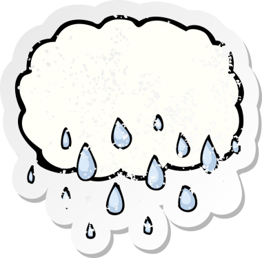 Bir insan tarafından çizilmiş yağmur bulutu karikatürünün gerilemiş yapıştırması