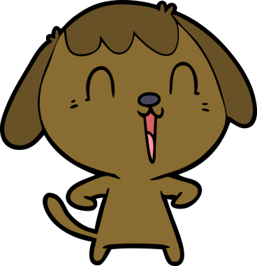 Bir insan tarafından çizilmiş şirin bir çizgi film köpeği.