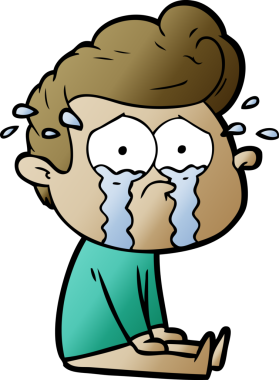 Bir insan tarafından çizilmiş ağlayan bir karikatür.