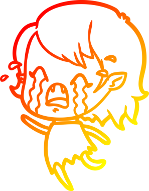 Bir insan tarafından çizilmiş ağlayan vampir kız çizgi filmi.