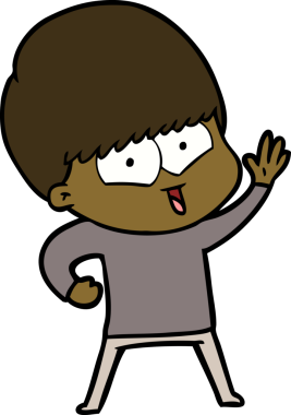 Bir insan tarafından çizilmiş mutlu çocuk çizgi filmi.