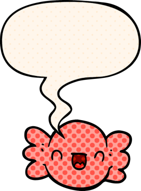 Bir insan tarafından çizilmiş çizgi roman tarzında konuşma balonuyla sarılmış şekerler.