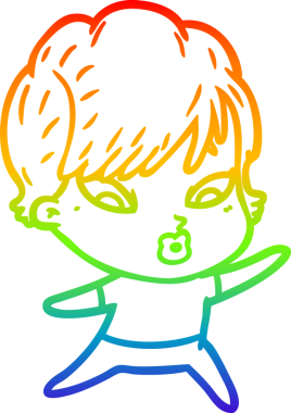 gökkuşağı gradyan çizimi bir insan tarafından çizilmiş bir karikatür kadın