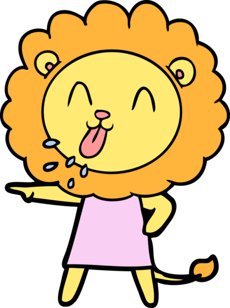Bir insan tarafından çizilmiş mutlu çizgi film aslanı.
